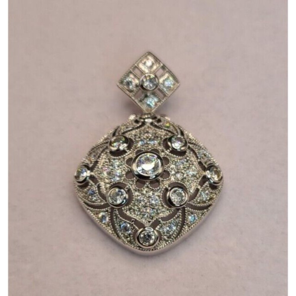 Sterling Silver & Cubic Zirconia Pendant ESPO 925 1.5 Inches Long